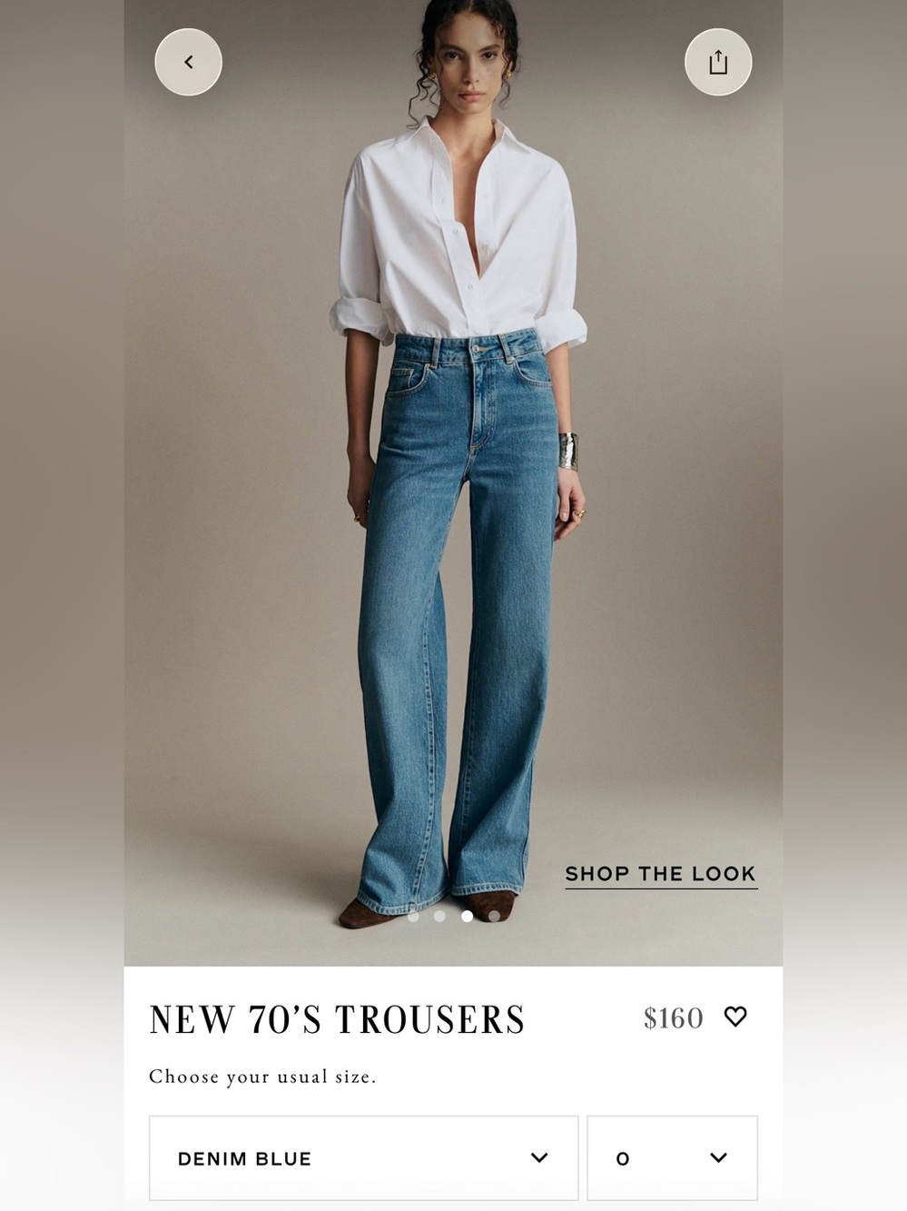 Sezane New 70's Trousers Denim Blue - Size 10